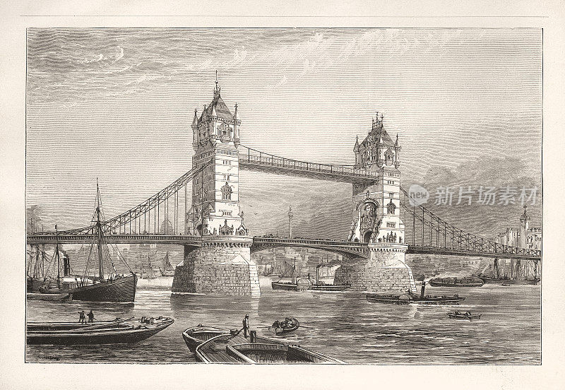 1886年泰晤士河上的伦敦塔桥