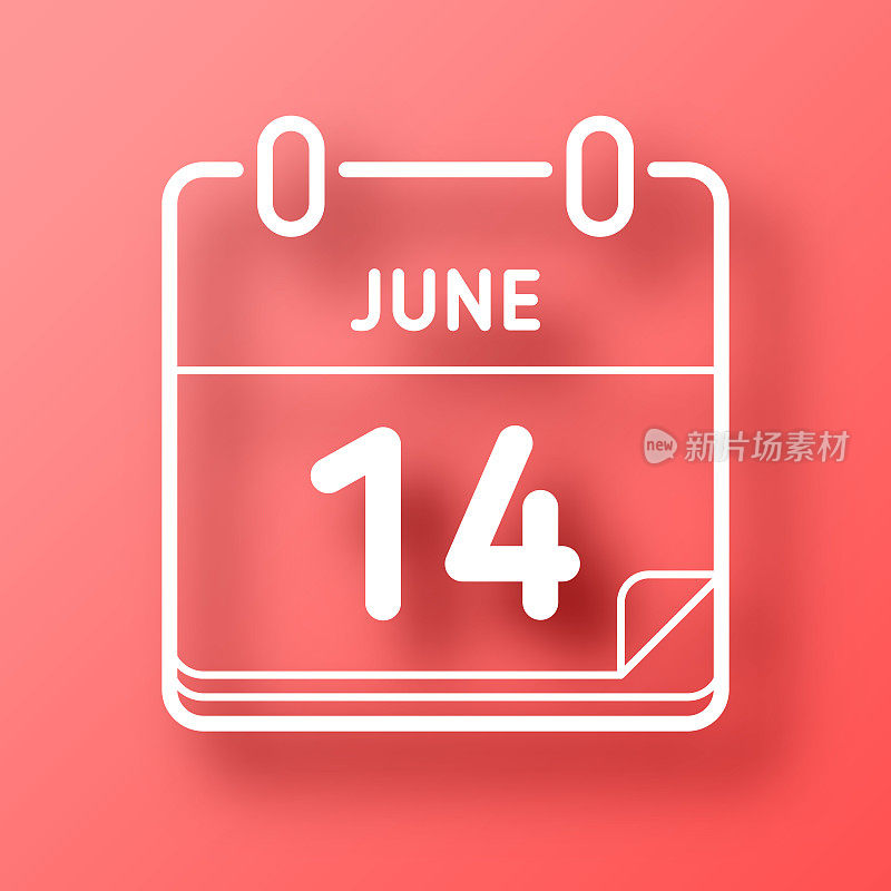 6月14日。图标在红色背景与阴影