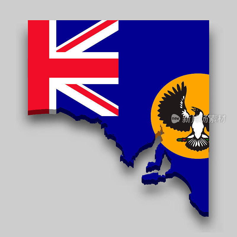南澳大利亚三维等距地图是澳大利亚的一个州