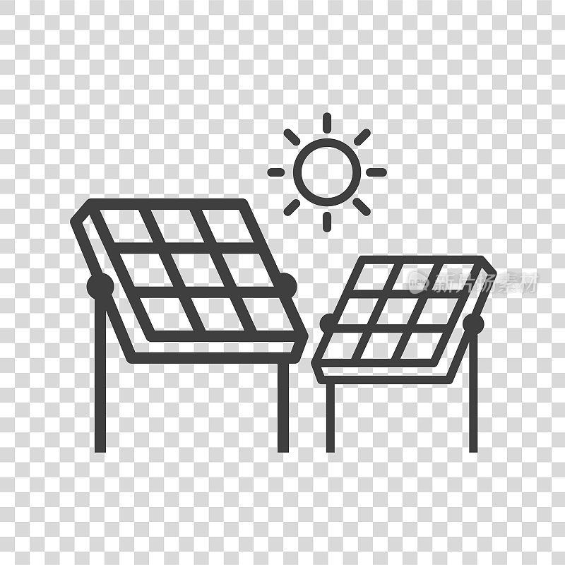 透明背景上的太阳能电池板图标。