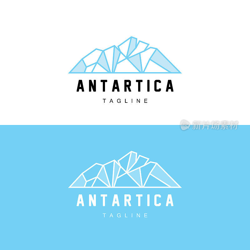 山标志，南极冰山标志设计，自然景观矢量，产品品牌说明图标