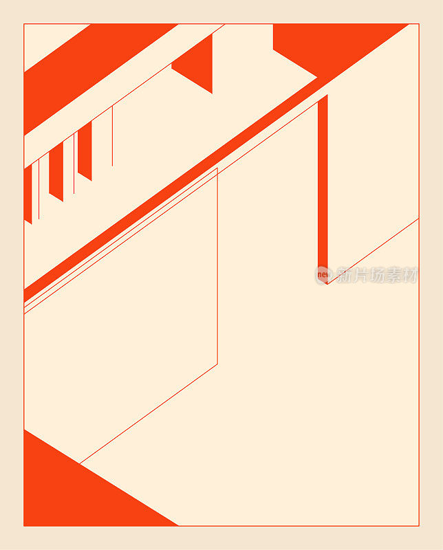 抽象橙色几何极简主义结构线条图案背景