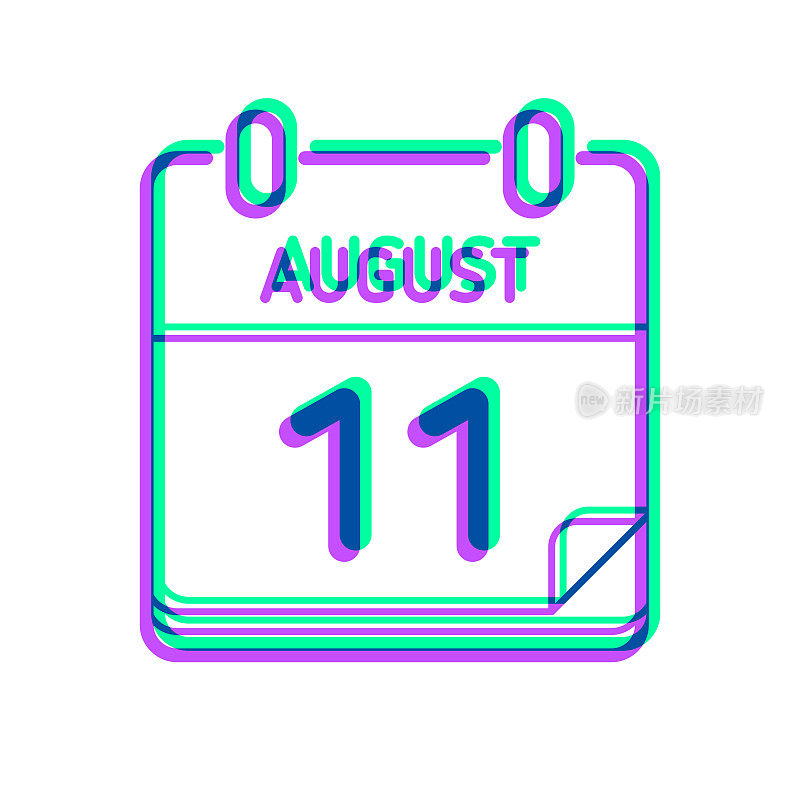 8月11日。图标与两种颜色叠加在白色背景上