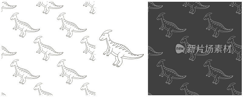 侏罗纪时期的恐龙着色集恐龙无缝图案