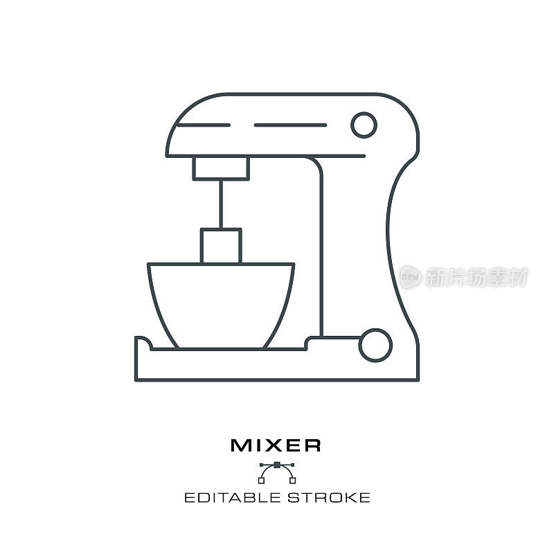 搅拌机-单一烹饪图标-可编辑的笔画。