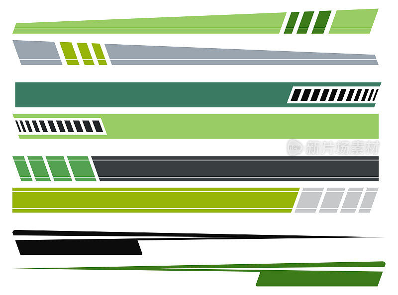 矢量绿色条纹图案汽车赛车贴花赛车贴纸设计背景