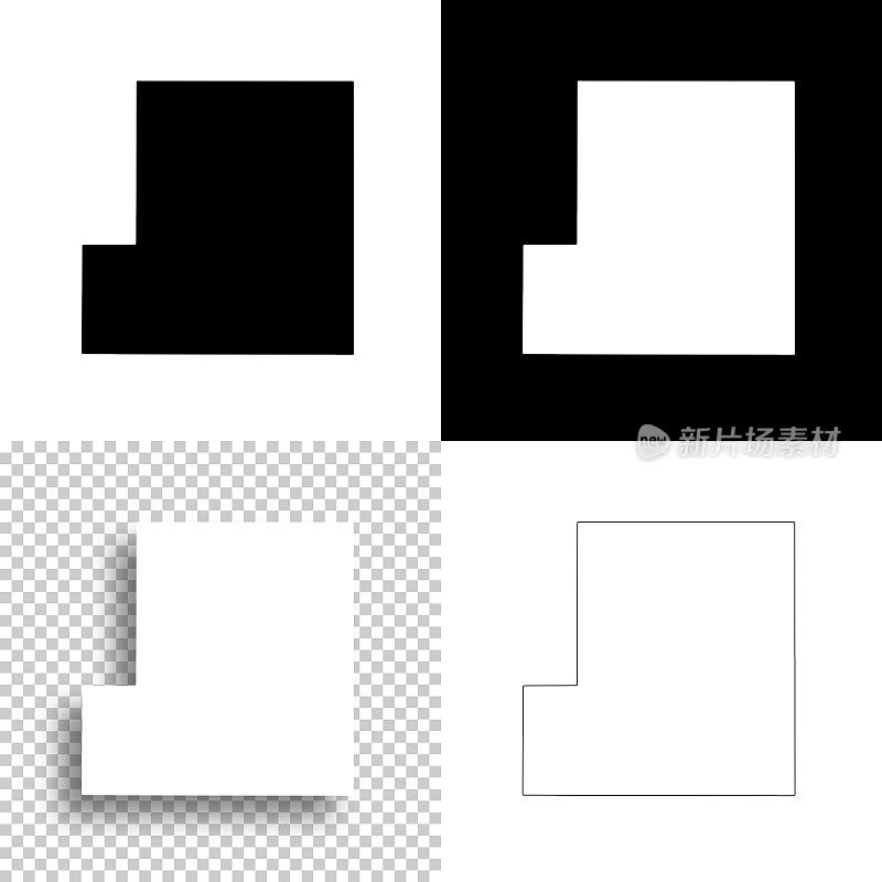 堪萨斯州斯塔福德县。设计地图。空白，白色和黑色背景