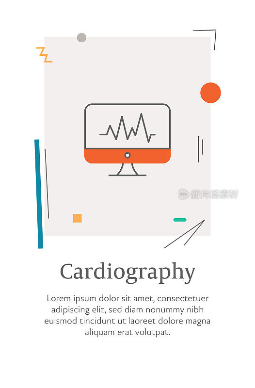 具有可编辑笔画的心脏图标，放置在样式垂直的网页横幅上。