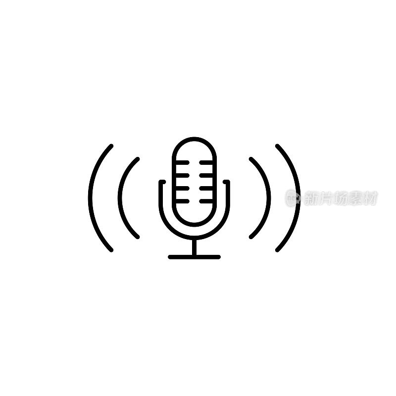 播客线图标与可编辑的笔画。Icon适用于网页设计、移动应用、UI、UX和GUI设计。