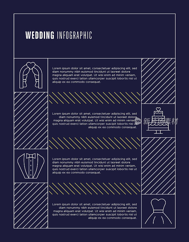 婚礼信息图表模板-优雅的设计令人难忘的庆祝活动