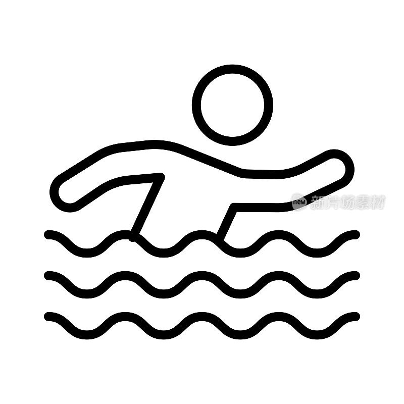 游泳单线图标