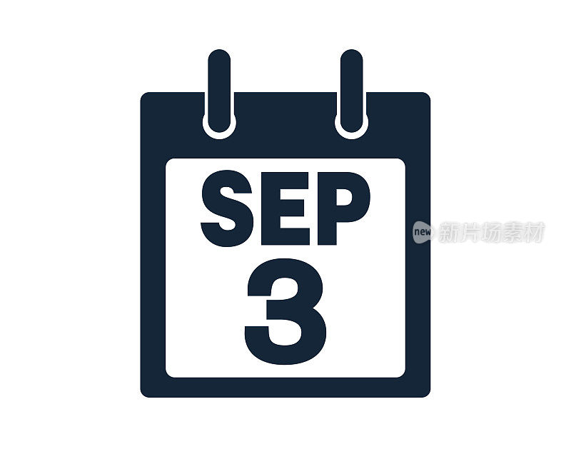 9月3日日历图标股票矢量插图