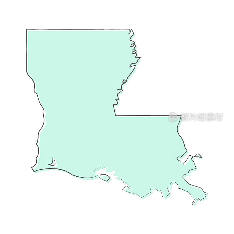 路易斯安那州地图手绘白色背景-时尚的设计