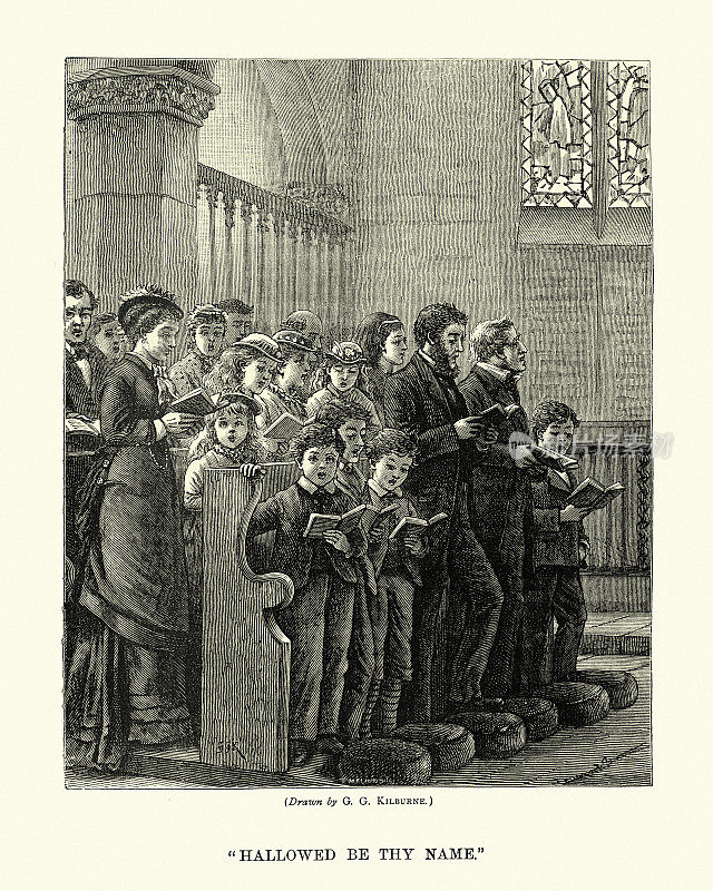教堂会众唱你的名字神圣,维多利亚十九世纪七十年代