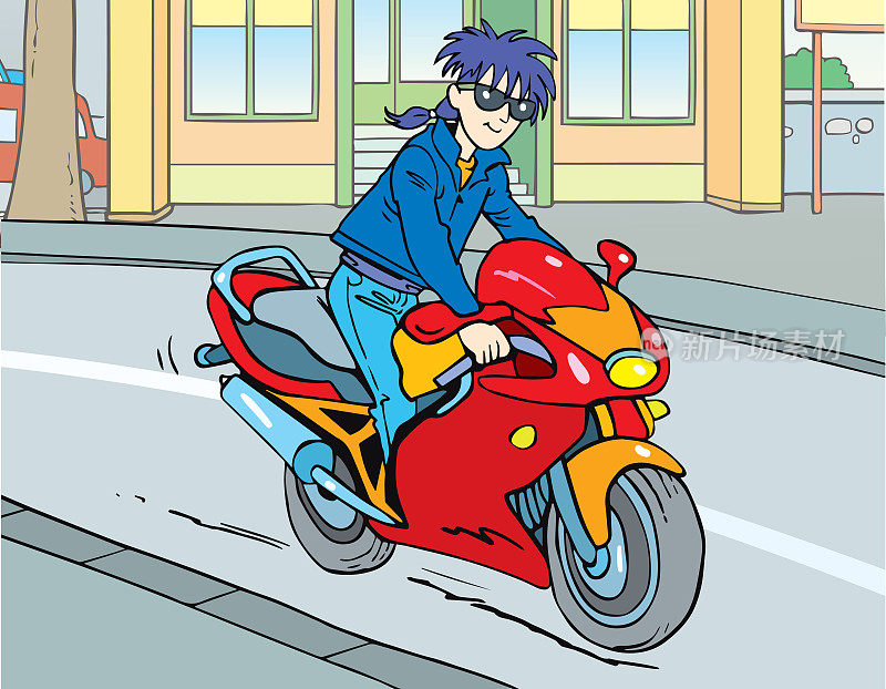 这个年轻人骑摩托车