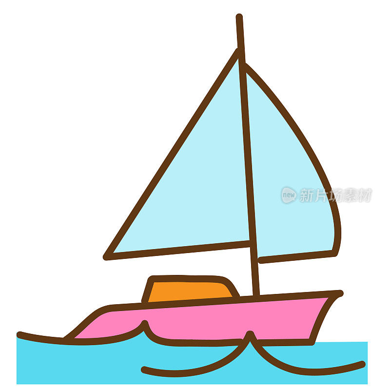 暑假休闲帆船全彩图标
