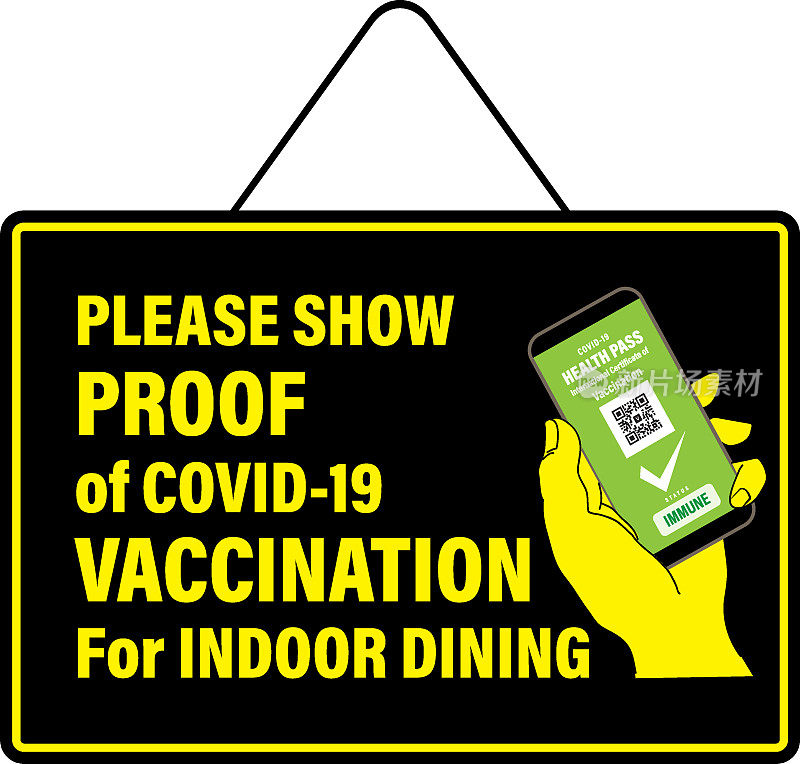 室内餐饮标识套装需出示新型冠状病毒疫苗接种证明