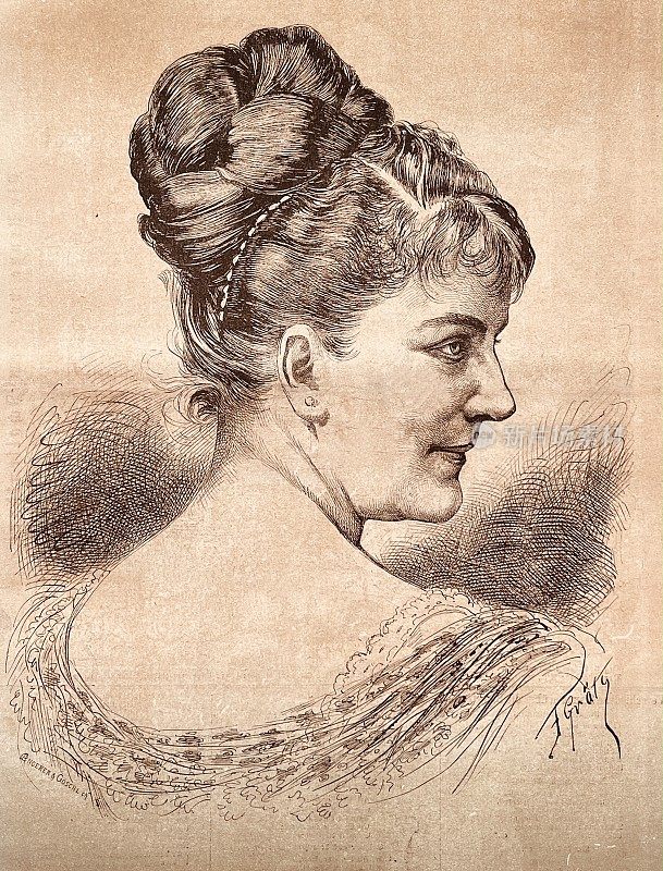 Fr?ulein Heisler，歌剧演唱家，维也纳，侧影，别着头发
