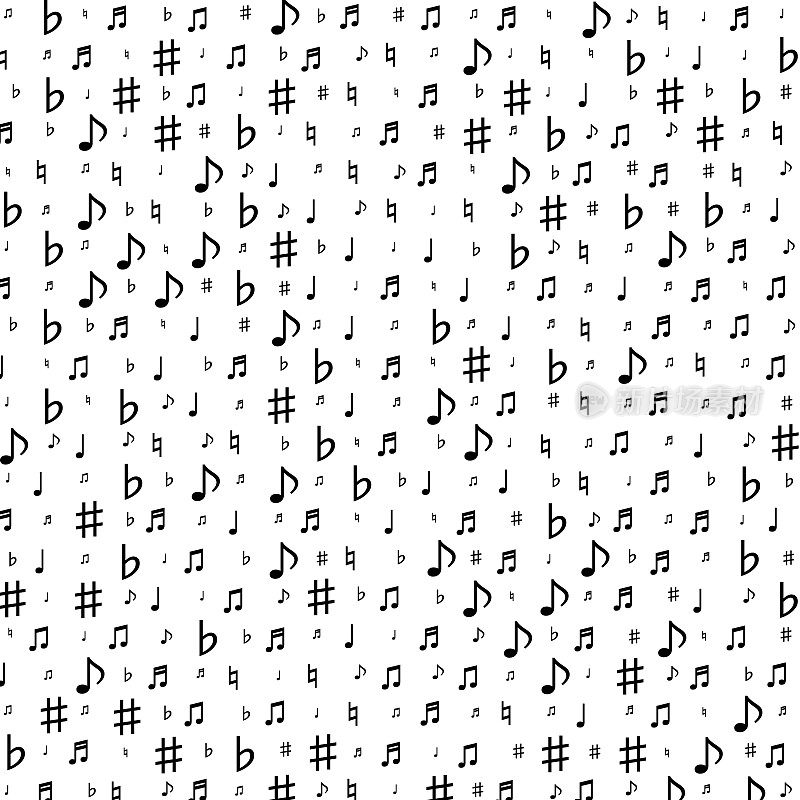 音乐音符的图案,随机符号大小。