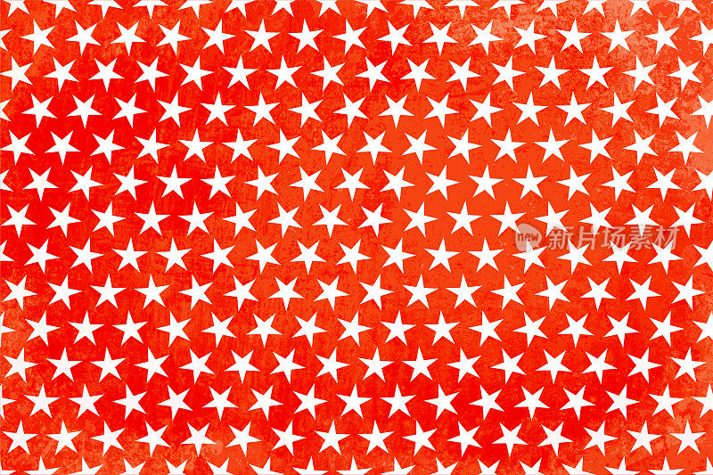 红色的垃圾色星空背景与白色的五角星遍布