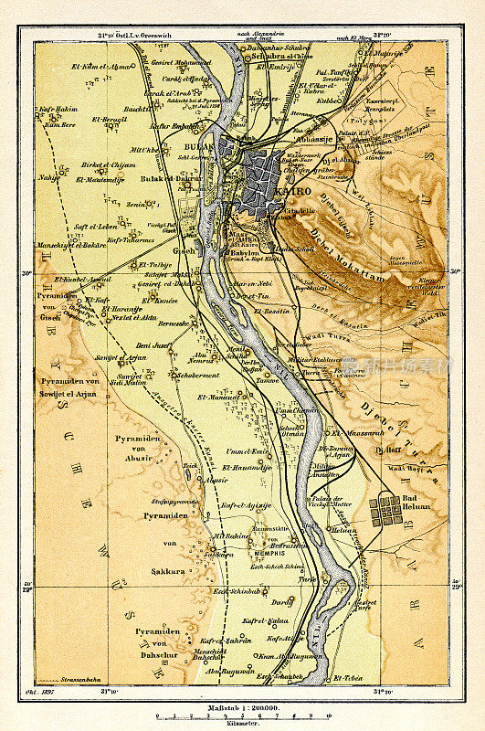 埃及首都开罗地图，1898年