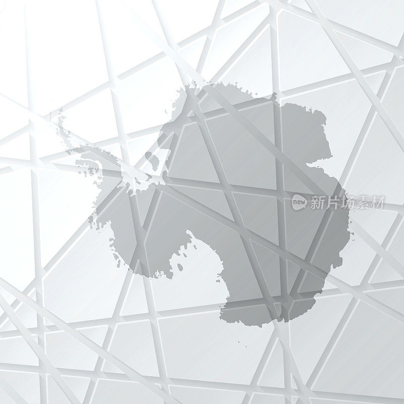 南极洲地图与网状网络在白色背景