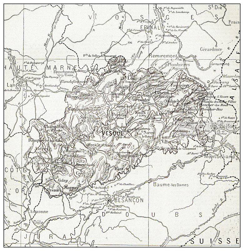 法国上索恩古地图(département)