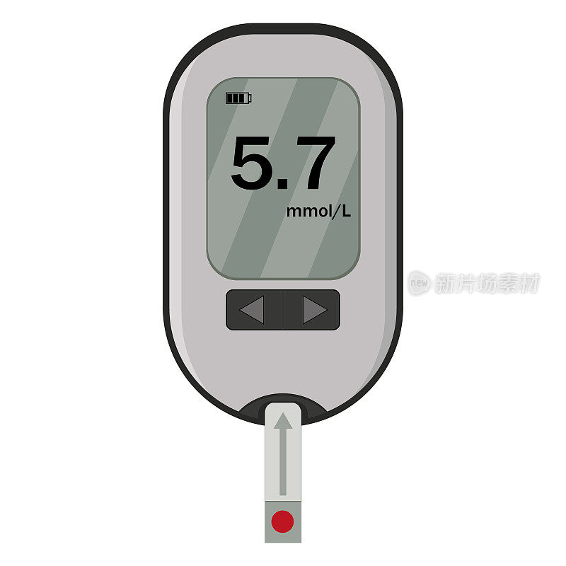 血糖仪，一种测量血糖的装置，颜色矢量孤立插图