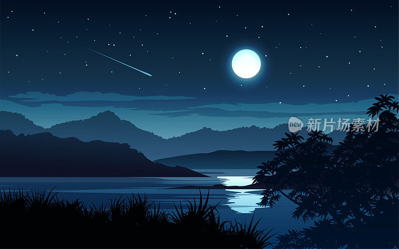 湖上明月的夜景