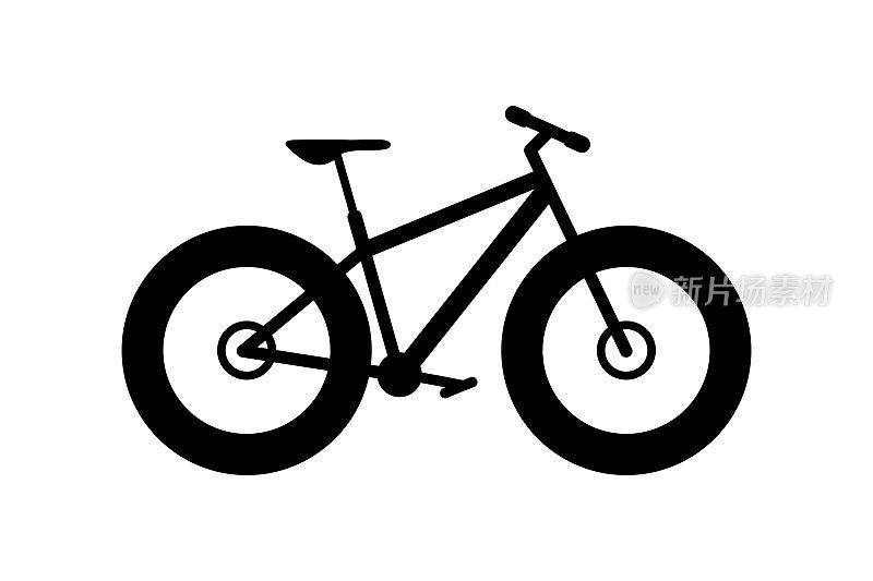 Fatbike图标。肥胖自行车的简单矢量插图。