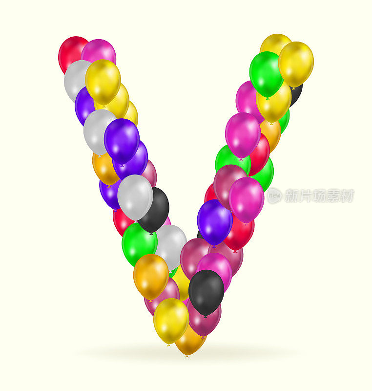字母V气球各种颜色标志矢量设计模板