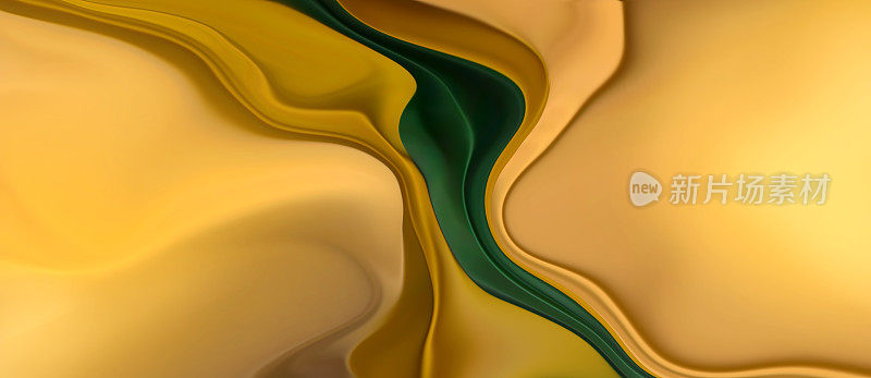黄色和绿色流动抽象的背景。
