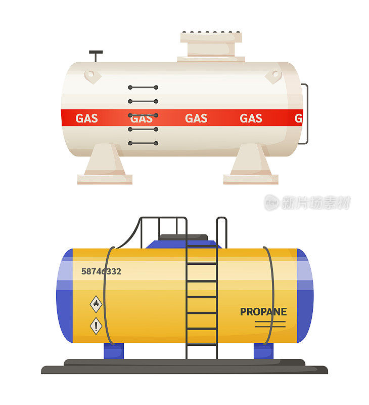 气体和丙烷圆柱形储罐，燃料储罐