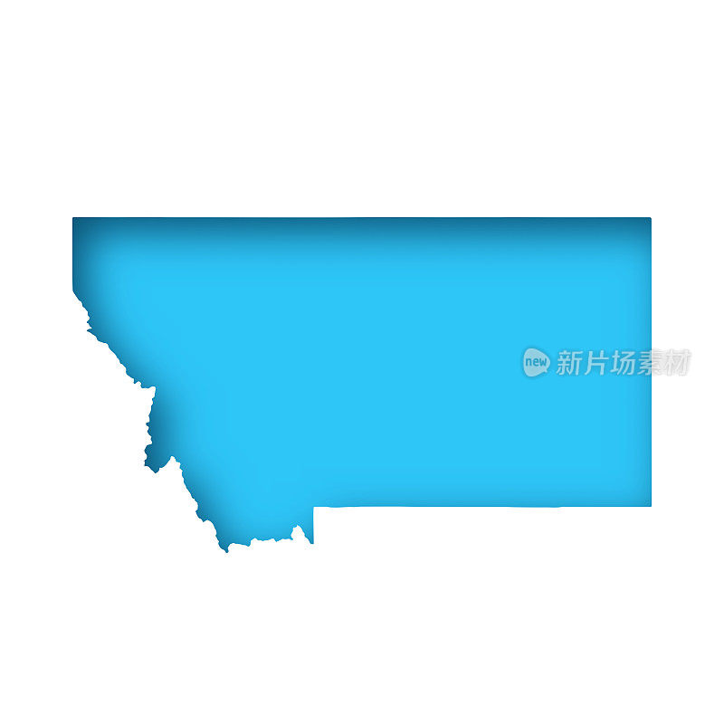 蒙大拿州地图——蓝色背景的白纸