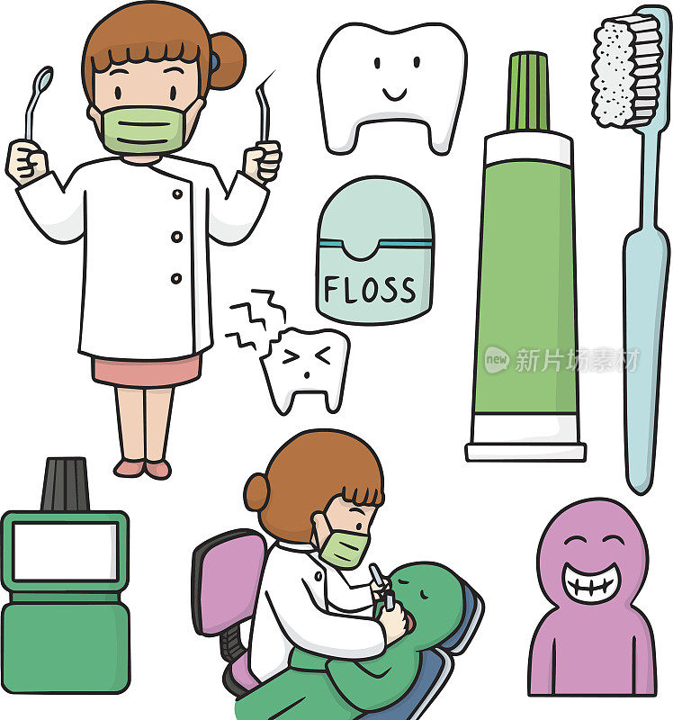 向量集的牙医和牙齿护理集