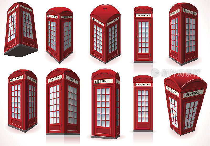 一套英国红色电话亭
