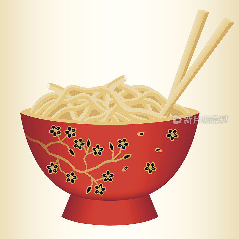 红面条碗配筷子