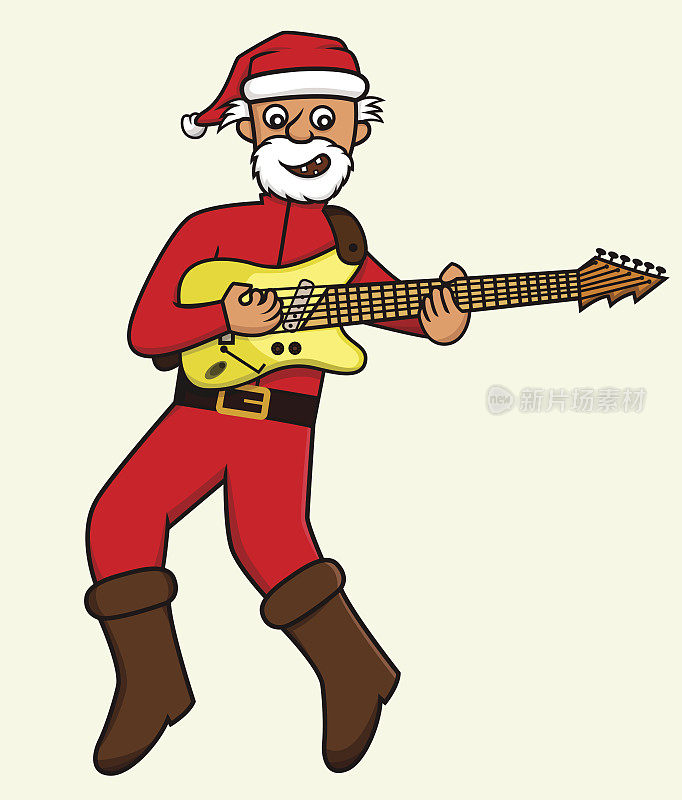 圣诞老人弹奏电吉他