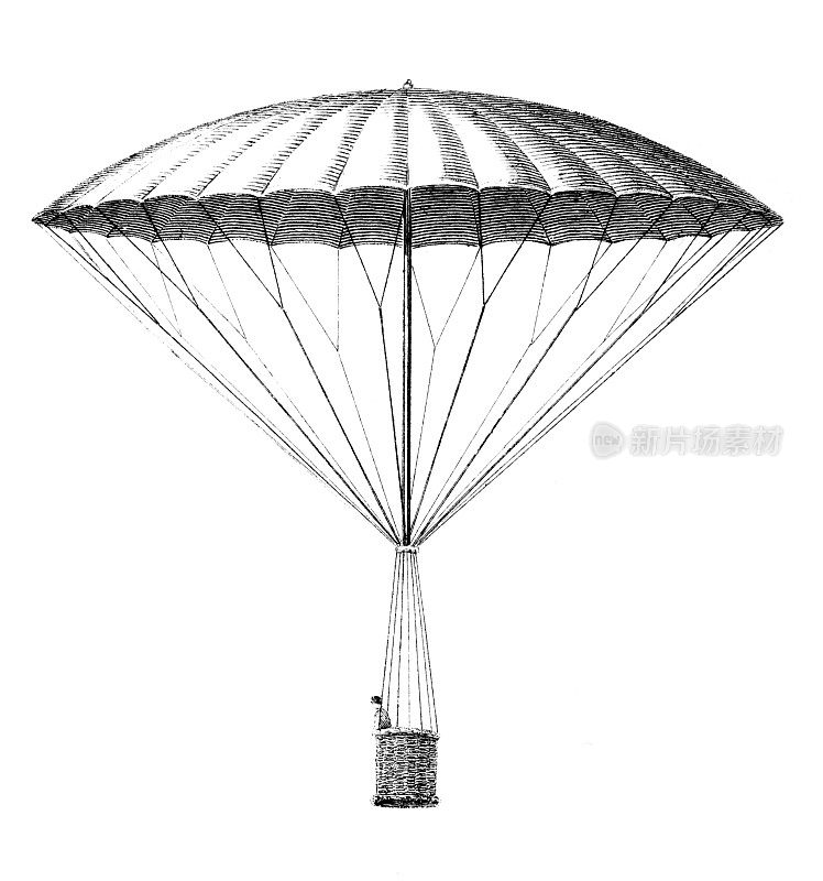 19世纪雕刻的氦气球飞行器