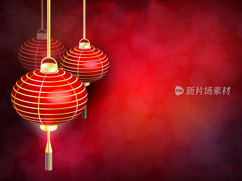 中国新年。明信片中国新年灯笼