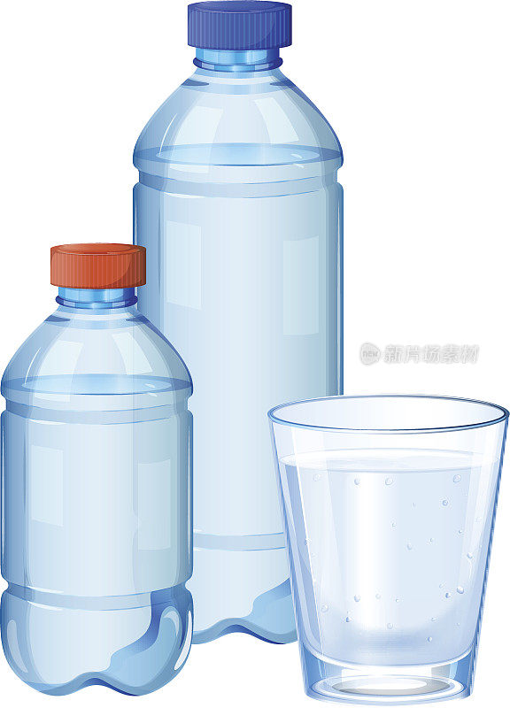 水瓶和玻璃与饮用水