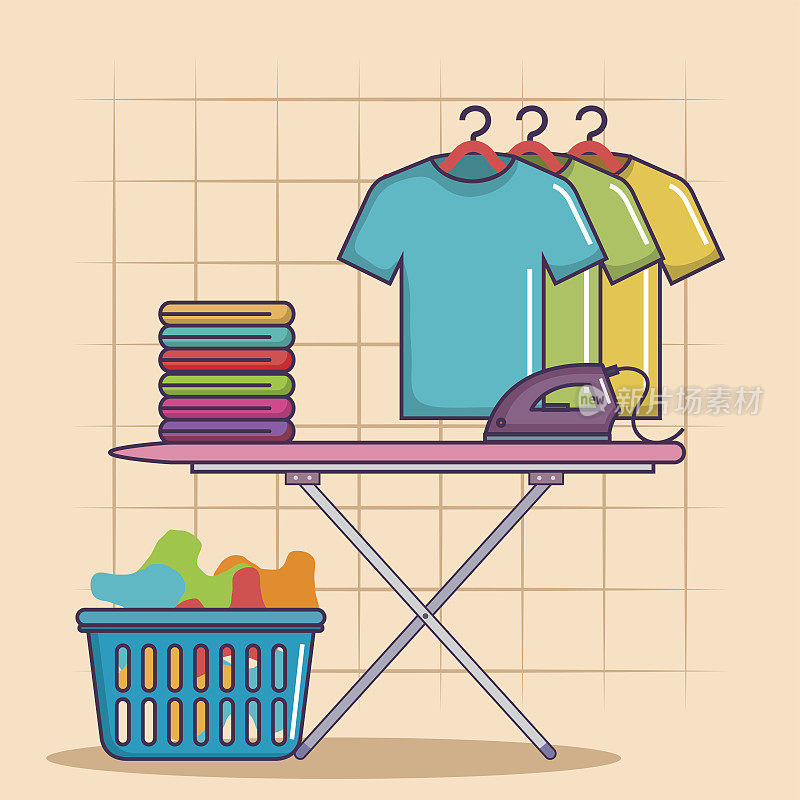 熨衣板和衣物熨篮的家务清洁服务