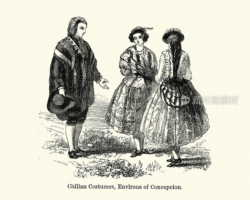 智利时装，智利传统服饰，康塞普西翁，19世纪