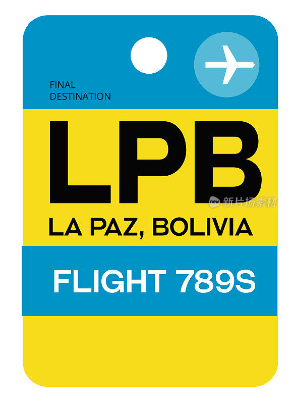 玻利维亚拉巴斯机场行李标签