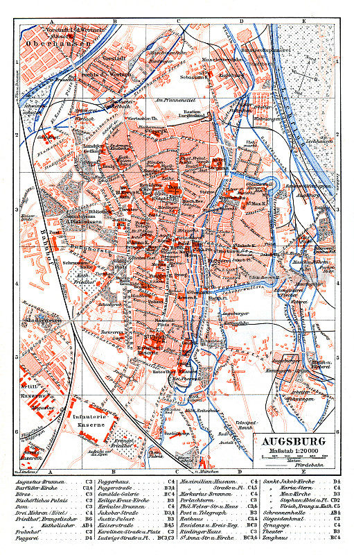 奥格斯堡地图城市德国1896