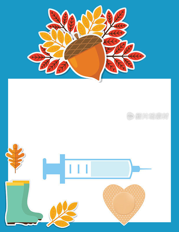 秋季流感疫苗注射海报或传单