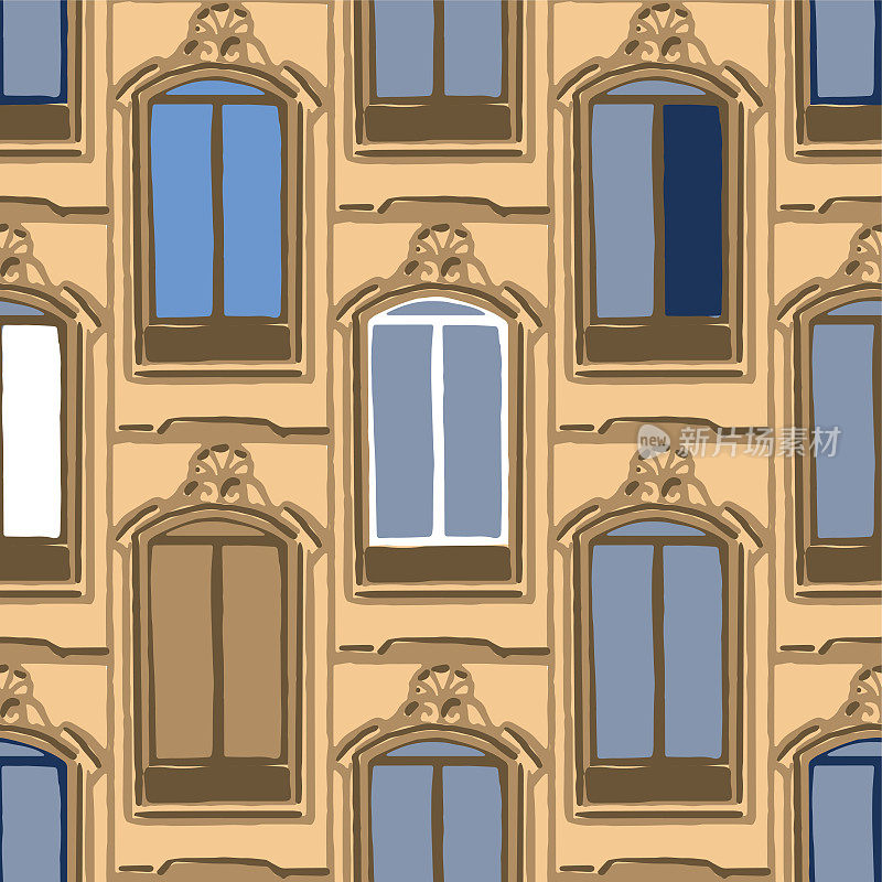 无缝模式的古代马耳他窗户与石框架