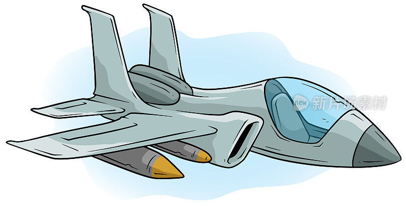 卡通酷喷气战斗机矢量图标