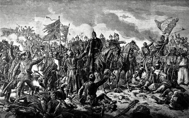 威廉・霍亨索伦一世在战争结束后视察了他们的军队