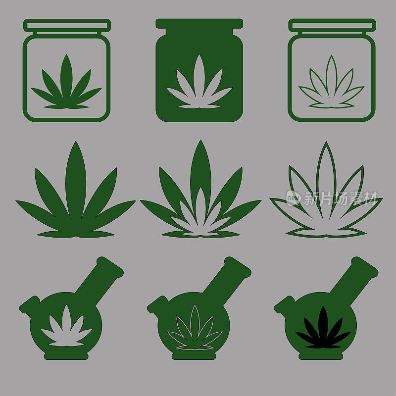 大麻使用主题图标